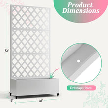 Load image into Gallery viewer, White Metal Outdoor Raised Garden Bed Planter Box with Trellis on Wheels