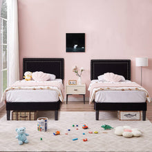 Load image into Gallery viewer, Set of 2 - Twin Dorm Style Black Tufted Upholstered Platform Bed with Headboard