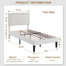 Load image into Gallery viewer, Set of 2 - Twin size White Tufted Upholstered Platform Bed Frame with Headboard