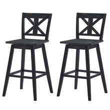 Load image into Gallery viewer, Set of 2 Black Wood 29-in Modern Kitchen Dining Farmhouse Swivel Seat Barstools