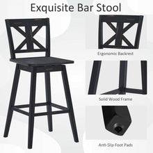 Load image into Gallery viewer, Set of 2 Black Wood 29-in Modern Kitchen Dining Farmhouse Swivel Seat Barstools