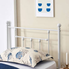 Load image into Gallery viewer, Twin Victorian Style White Metal Platform Bed Frame with Headboard Footboard