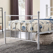 Load image into Gallery viewer, Twin Victorian Style White Metal Platform Bed Frame with Headboard Footboard