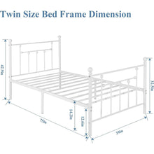 Load image into Gallery viewer, Twin Victorian Style White Metal Platform Bed Frame with Headboard Footboard