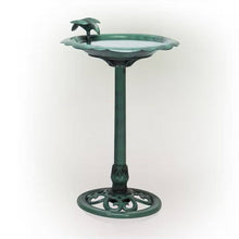 Load image into Gallery viewer, Outdoor Polypropylene Weather Resistant Bird Bath in Dark Green Finish