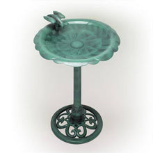 Load image into Gallery viewer, Outdoor Polypropylene Weather Resistant Bird Bath in Dark Green Finish