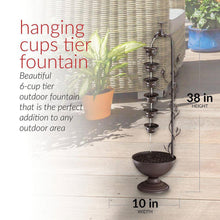 Load image into Gallery viewer, Outdoor Indoor 6-Tier Hanging Cups Water Fountain in Bronze Finish