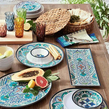 Load image into Gallery viewer, 12-Piece Melamine Dinnerware Plates Bowls Set with Blue Floral Pattern