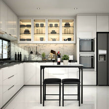 Load image into Gallery viewer, Modern 3-Piece Dining Set White Faux Marble Table-Top and 2 Black Chairs Stools