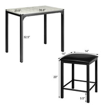 Load image into Gallery viewer, Modern 3-Piece Dining Set White Faux Marble Table-Top and 2 Black Chairs Stools