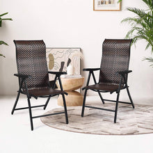 Load image into Gallery viewer, Outdoor/Indoor Folding Patio Chair with Brown Rattan Seat and High Back-Rest