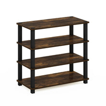 Load image into Gallery viewer, Stackable 4-Shelf Black Brown Wood Shoe Rack - Holds up to 12 Pair of Shoes