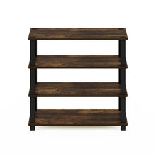Load image into Gallery viewer, Stackable 4-Shelf Black Brown Wood Shoe Rack - Holds up to 12 Pair of Shoes