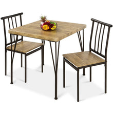 Load image into Gallery viewer, Modern 3-Piece Metal Frame Dining Set with Wood Top Table and 2 Chairs
