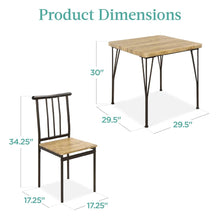 Load image into Gallery viewer, Modern 3-Piece Metal Frame Dining Set with Wood Top Table and 2 Chairs