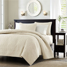 Load image into Gallery viewer, Twin / Twin XL size Quilted Coverlet Set with One Pillow Sham in Ivory