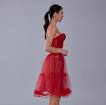 Load image into Gallery viewer, Red Voile Short Petticoat Skirt with Elastic Band - Perfect for Parties