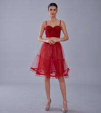 Load image into Gallery viewer, Red Voile Short Petticoat Skirt with Elastic Band - Perfect for Parties