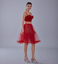 Load image into Gallery viewer, Red Voile Short Petticoat Skirt with Elastic Band - Perfect for Parties