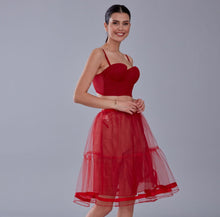 Load image into Gallery viewer, Red Voile Short Petticoat Skirt with Elastic Band - Perfect for Parties