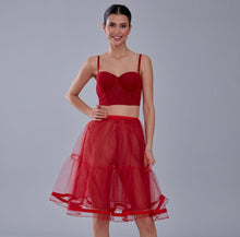 Load image into Gallery viewer, Red Voile Short Petticoat Skirt with Elastic Band - Perfect for Parties