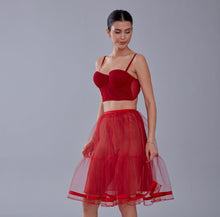 Load image into Gallery viewer, Red Voile Short Petticoat Skirt with Elastic Band - Perfect for Parties