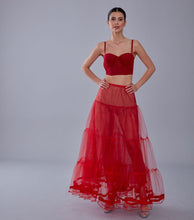 Load image into Gallery viewer, Red Voile Petticoat Skirt  with Elastic Band - Perfect for Parties