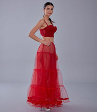 Load image into Gallery viewer, Red Voile Petticoat Skirt  with Elastic Band - Perfect for Parties