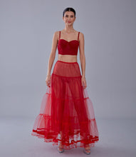 Load image into Gallery viewer, Red Voile Petticoat Skirt  with Elastic Band - Perfect for Parties