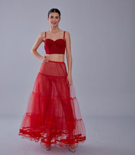 Load image into Gallery viewer, Red Voile Petticoat Skirt  with Elastic Band - Perfect for Parties