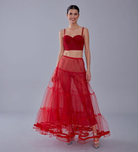Load image into Gallery viewer, Red Voile Petticoat Skirt  with Elastic Band - Perfect for Parties