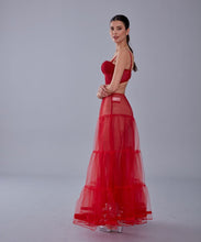 Load image into Gallery viewer, Red Voile Petticoat Skirt  with Elastic Band - Perfect for Parties