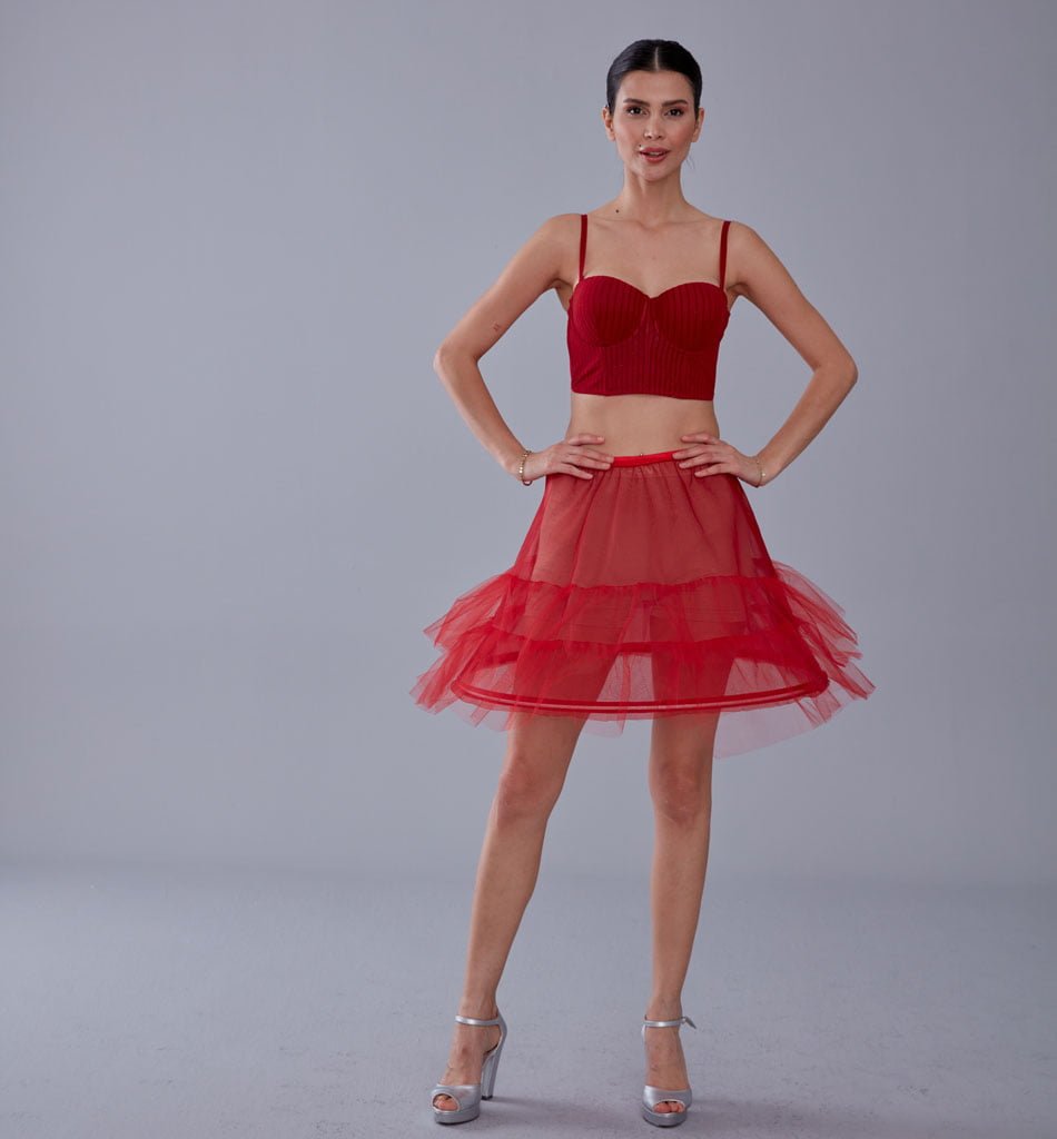 Red Short Hoop Skirt Underskirt  ( Petticoat Skirt )