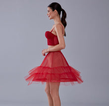 Load image into Gallery viewer, Red Short Hoop Skirt Underskirt  ( Petticoat Skirt )