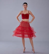 Load image into Gallery viewer, Red Petticoat Skirt , Hoop Skirt