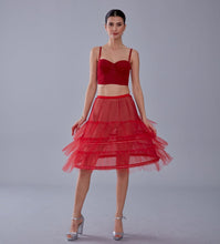 Load image into Gallery viewer, Red Petticoat Skirt , Hoop Skirt
