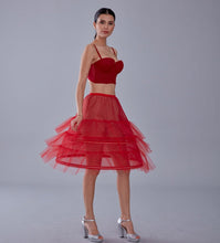 Load image into Gallery viewer, Red Petticoat Skirt , Hoop Skirt
