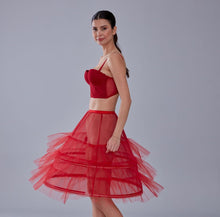 Load image into Gallery viewer, Red Petticoat Skirt , Hoop Skirt