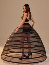 Load image into Gallery viewer, Black Hoop Skirt ,Ball Gown Crinoline, Black Petticoat Skirt