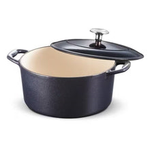 Load image into Gallery viewer, Round 5.5 Quart Dark Blue Enameled Oven Safe Cast Iron Dutch Oven with Lid