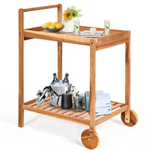 Load image into Gallery viewer, Solid Wood Rolling Serving Cart Kitchen Island with Bottom Shelf