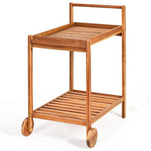 Load image into Gallery viewer, Solid Wood Rolling Serving Cart Kitchen Island with Bottom Shelf