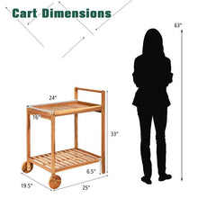 Load image into Gallery viewer, Solid Wood Rolling Serving Cart Kitchen Island with Bottom Shelf