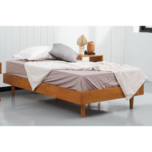 Load image into Gallery viewer, Twin size Mid-Century Modern Platform Bed Frame in Light Wood Finish