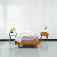Load image into Gallery viewer, Twin size Mid-Century Modern Platform Bed Frame in Light Wood Finish