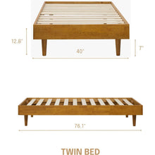 Load image into Gallery viewer, Twin size Mid-Century Modern Platform Bed Frame in Light Wood Finish