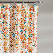 Load image into Gallery viewer, 72-inch White Turquoise Blue Orange Floral Flowers Shower Curtain