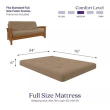 Load image into Gallery viewer, Full size 6-inch Thick Innerspring Futon Mattress in Tan