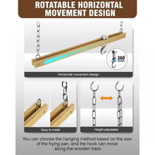 Load image into Gallery viewer, Ceiling Mounted 36-inch Wooden Pot Rack with 4 Pan Hanging Hooks and 2 Swivel Hooks