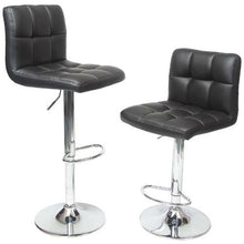 Load image into Gallery viewer, Set of 2 - Adjustable Height Bar Stool with Black Faux Leather Cushion Seat
